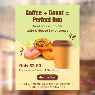 Autocollant Pour Fenêtre Personnalisez Café Et Donuts Le Duo Parfait