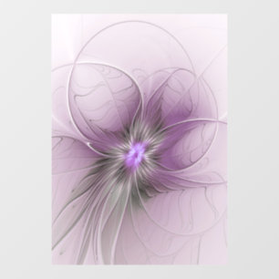 Autocollant Pour Fenêtre Petite Beauté Moderne Mauve Grey Fractal Art Flowe