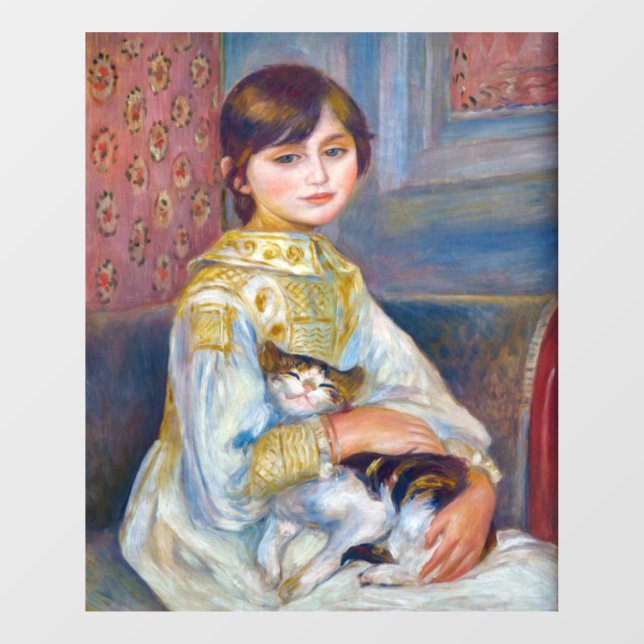 Autocollant Pour Fenêtre Pierre-Auguste Renoir - Enfant avec chat (Feuille)