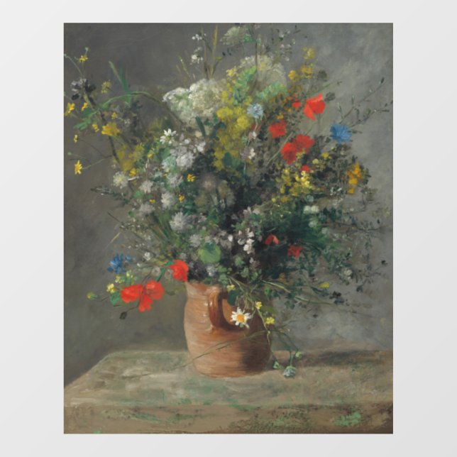 Autocollant Pour Fenêtre Pierre-Auguste Renoir - Fleurs dans un Vase 1866 (Feuille)