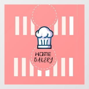 Autocollant Pour Fenêtre Pink Pastel Cute Simple Accueil Boulangerie Logo