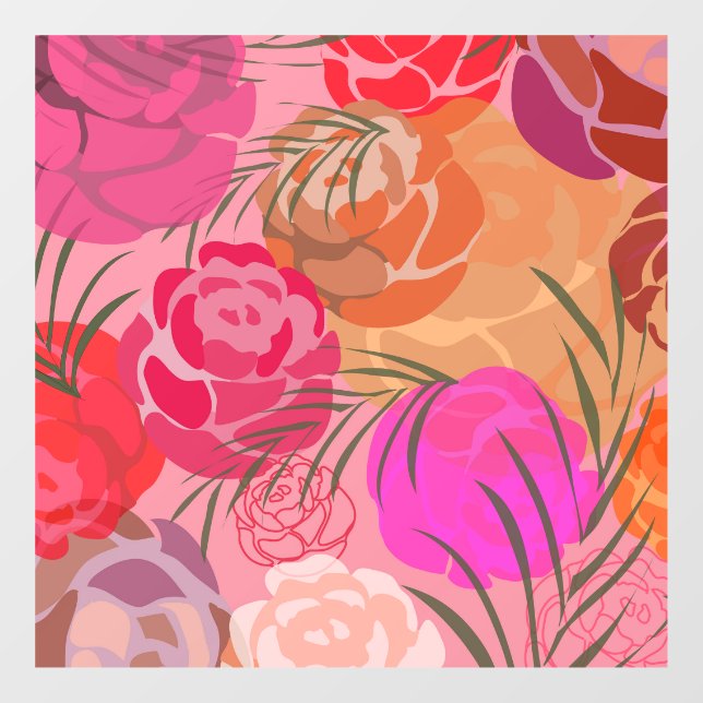 Autocollant Pour Fenêtre Pink plants (Feuille)