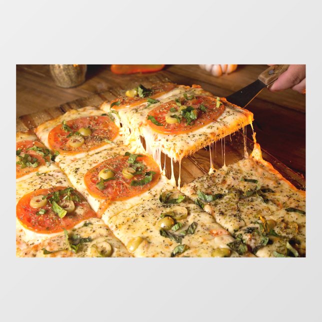 Autocollant Pour Fenêtre Pizza Carré végétarien Pizza Shop (Feuille)