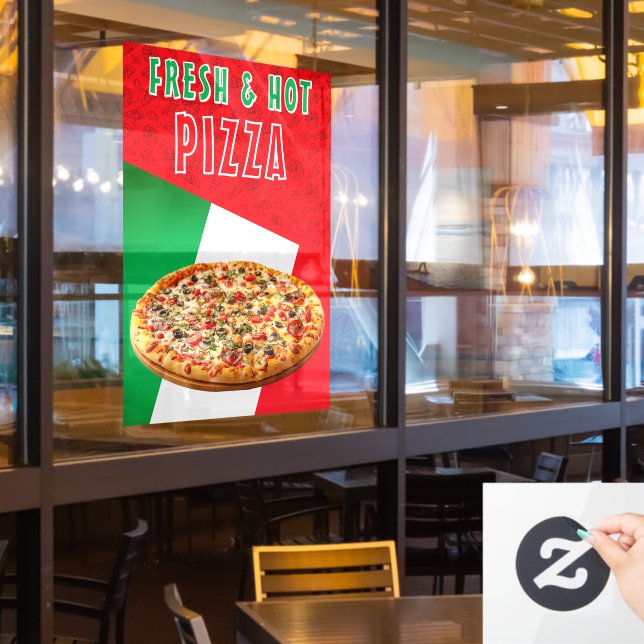 Autocollant Pour Fenêtre Pizza fraîche et chaude avec explosion de pizza (Fenêtre du restaurant)