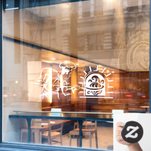 Autocollant Pour Fenêtre Pizzeria du Chef Pizza Cuite au Four à Briques