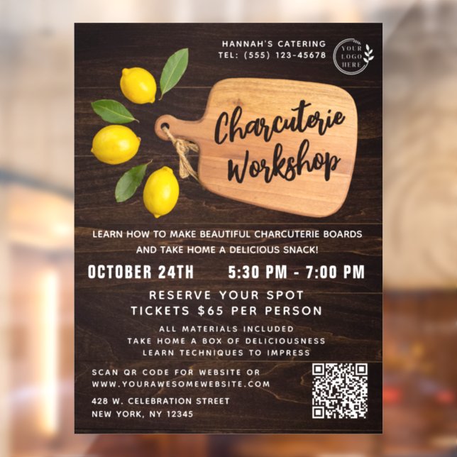 Autocollant Pour Fenêtre Planche à découper rustique en bois Script de cuis (Feuille 2)