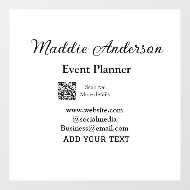 Autocollant Pour Fenêtre Planificateur d'événements ajouter nom Q R code dé (Feuille)