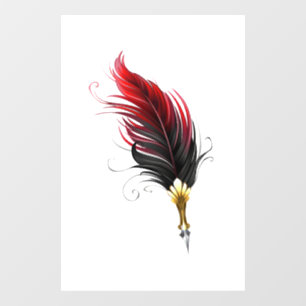 Autocollant Pour Fenêtre Plume rouge avec pointe en or