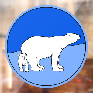 Autocollant Pour Fenêtre Polar Bear Mom and Cub Peinture - Wildlife Art