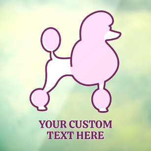 Autocollant Pour Fenêtre Poodé rose de texte personnalisé