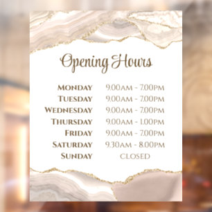 Autocollant Pour Fenêtre Porte d'or ivoire Heures d'ouverture Fenêtre Clôtu