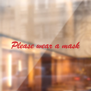 Autocollant Pour Fenêtre Porter un masque rouge élégant texte de script p