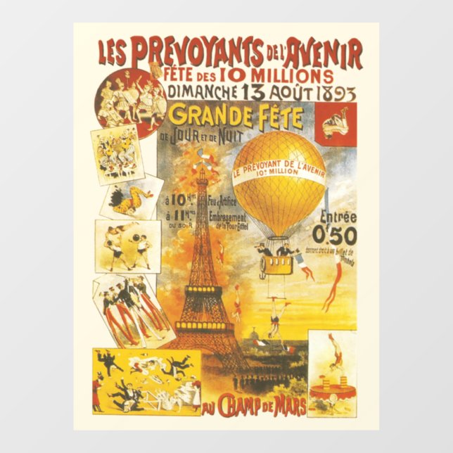 Autocollant Pour Fenêtre Poster de la foire Antique Grand Fete (Feuille)
