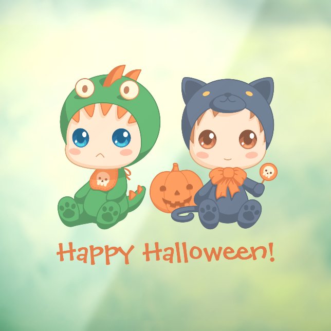 Autocollant Pour Fenêtre Première Halloween Babies Chat noir Costume Dragon (Feuille 3)