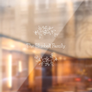 Autocollant Pour Fenêtre Pretty White Elegant Family Name Botanical Leaf