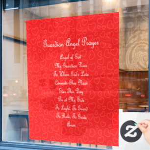 Autocollant Pour Fenêtre Prière de l'ange gardien Cœurs rouges