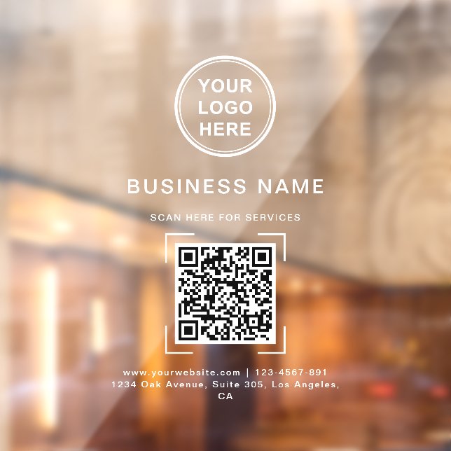 Autocollant Pour Fenêtre Professionnel moderne Nom commercial QR Code Logo (Feuille 2)