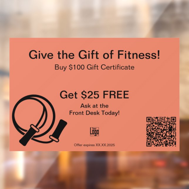 Autocollant Pour Fenêtre Promo De Certificat Cadeau Gym Tout Occasion (Feuille 2)