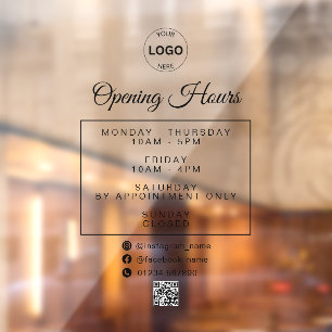 Autocollant Pour Fenêtre Qr Code Business Logo Horaires d'ouverture