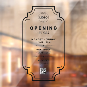 Autocollant Pour Fenêtre Qr Code Business Logo Horaires d'ouverture