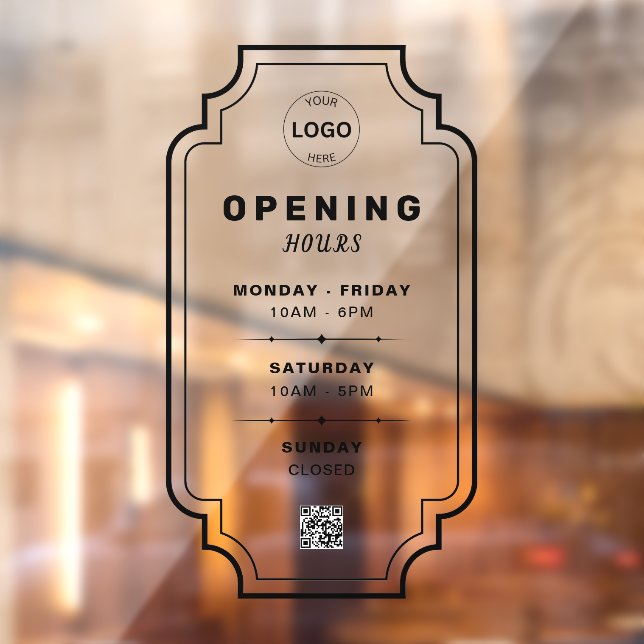 Autocollant Pour Fenêtre Qr Code Business Logo Horaires d'ouverture (Feuille 2)