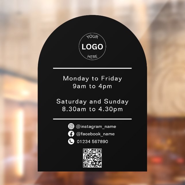 Autocollant Pour Fenêtre Qr Code Business Logo Horaires d'ouverture (Feuille 2)