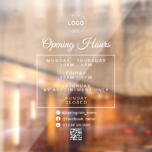 Autocollant Pour Fenêtre Qr Code Business Logo Horaires d'ouverture