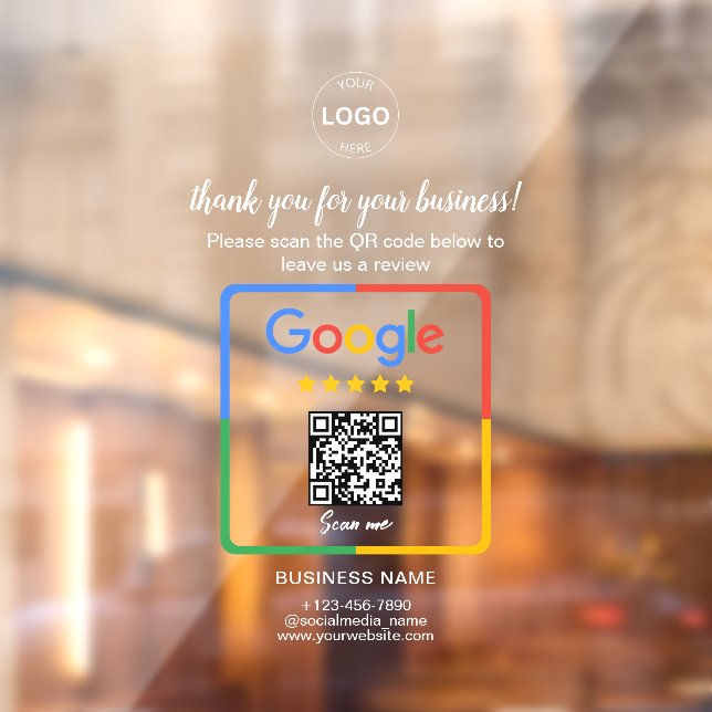Autocollant Pour Fenêtre Qr Code Google Commentaires Logo d'entreprise (Feuille 2)