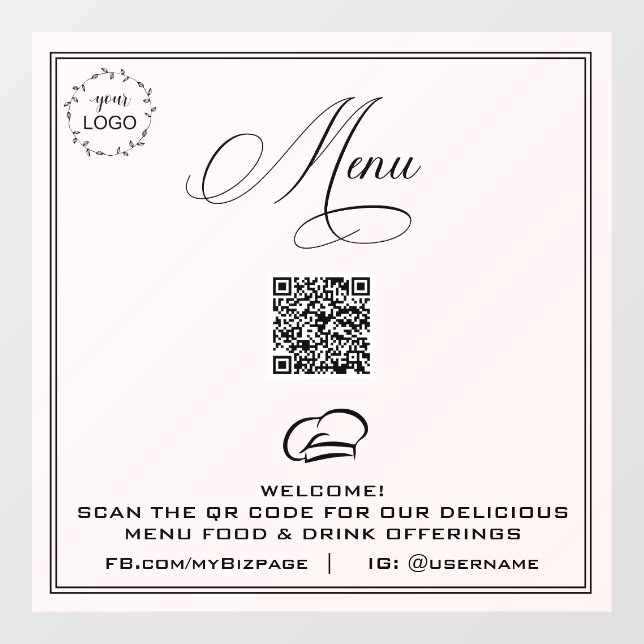 Autocollant Pour Fenêtre *~* QR Simple Sea Shell LOGO MENU Clôture de fenêt (Feuille)