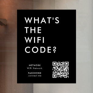Autocollant Pour Fenêtre Quel est le code WiFi ?   Code QR réseau Wifi noir