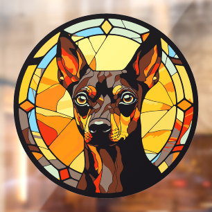 Autocollant Pour Fenêtre Race de chien Pinscher nain Faux vitrail