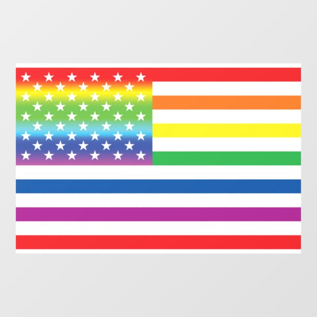 Autocollant Pour Fenêtre Rainbow US Flag LGBT Pride (Feuille)