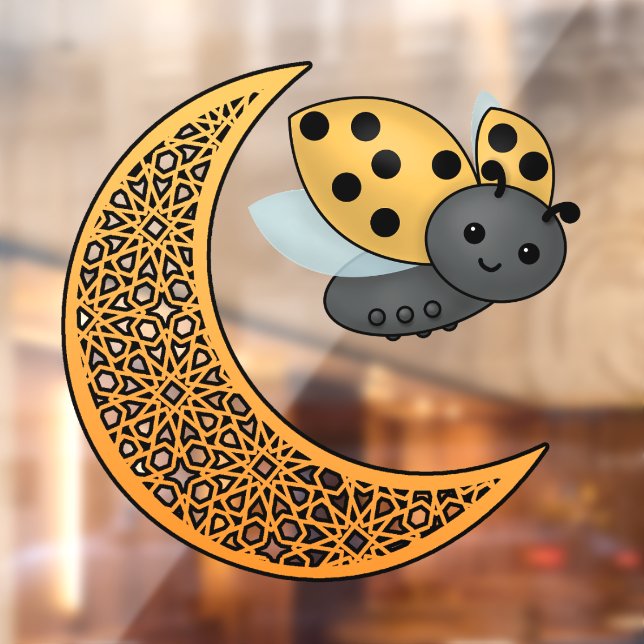 Autocollant Pour Fenêtre Ramadan Croissant Lune Ladybug (Feuille 2)