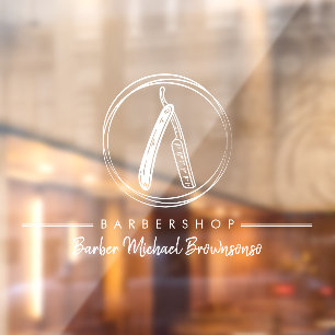 Autocollant Pour Fenêtre Raseur Rasoir Simple Logo Blanc Entreprise