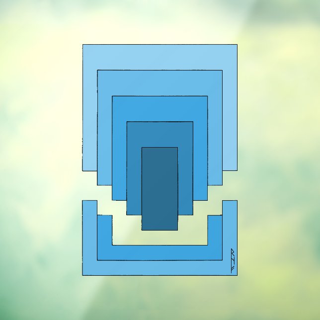 Autocollant Pour Fenêtre Rectangle Abstrait en bleu (Feuille 3)