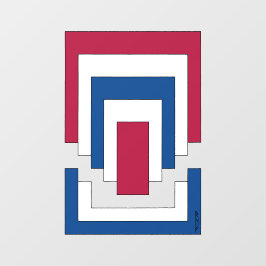 Autocollant Pour Fenêtre Rectangle Abstrait en rouge, blanc et bleu