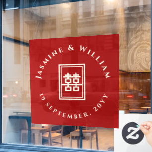 Autocollant Pour Fenêtre Rectangle classique Double Bonheur Mariage chinois