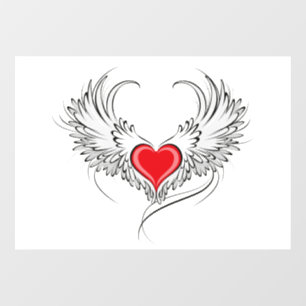 Autocollant Pour Fenêtre Red Angel Coeur avec ailes