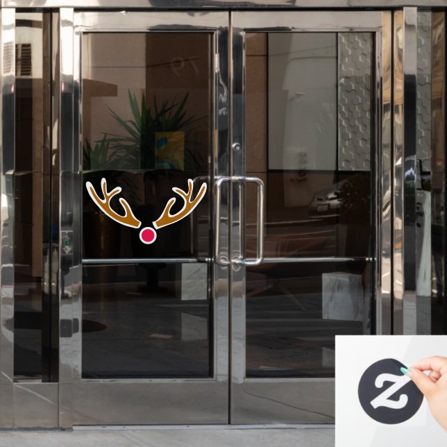 Autocollant Pour Fenêtre Red Nose Reindeer  (Porte de bureau)