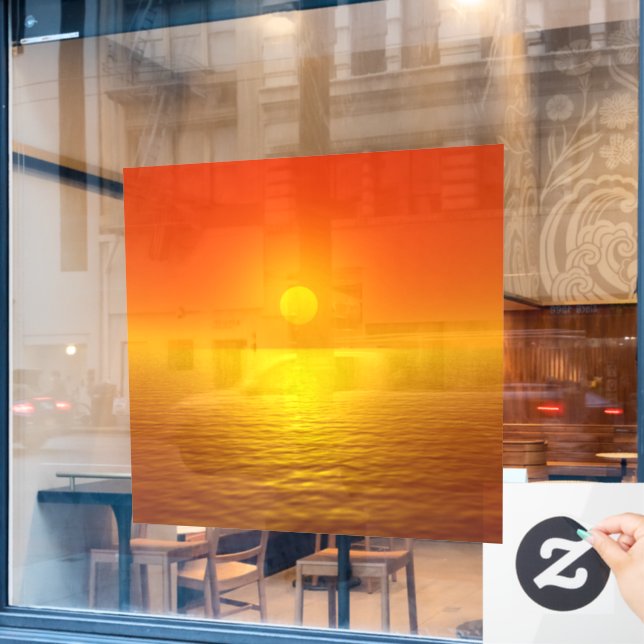 Autocollant Pour Fenêtre Réflexion du coucher de soleil (Fenêtre de café)