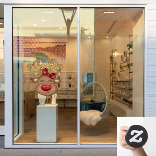 Autocollant Pour Fenêtre Reindeder visage Noël boutique vitrine