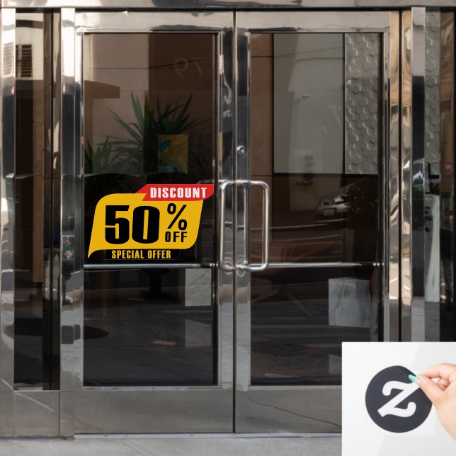 Autocollant Pour Fenêtre Remise 50% Sur Offre Spéciale Vente (Porte de bureau)