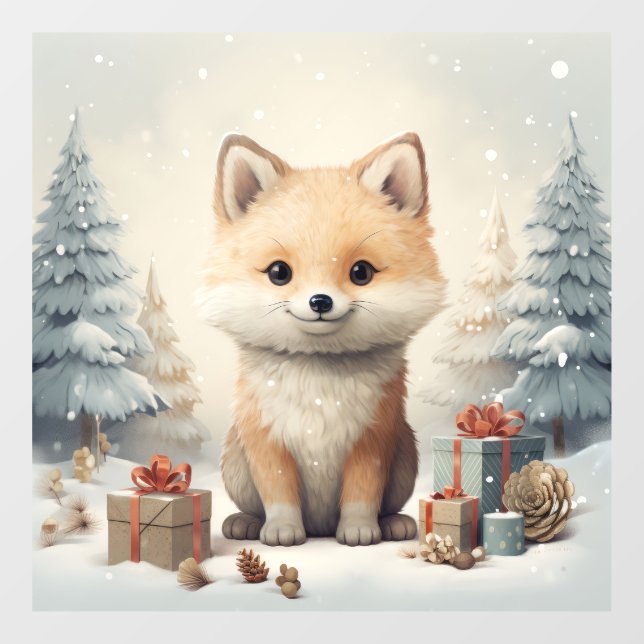 Autocollant Pour Fenêtre Renard de Noël (Feuille)
