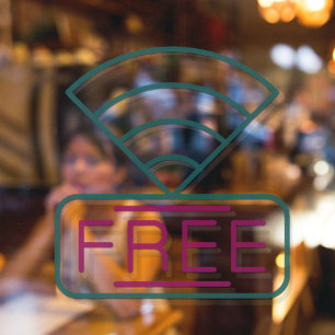 Autocollant Pour Fenêtre Réseau de café WI-FI gratuit Connectez-vous 