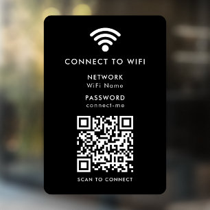 Autocollant Pour Fenêtre Réseau Wifi Code QR Mot de passe Internet Noir