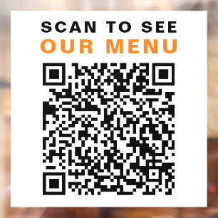 Autocollant Pour Fenêtre Restaurant Café Menu QR Code Blanc