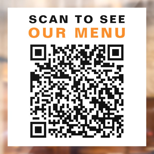 Autocollant Pour Fenêtre Restaurant Café Menu QR Code Blanc (Feuille 2)