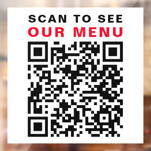 Autocollant Pour Fenêtre Restaurant Café QR Code Scan Menu Blanc