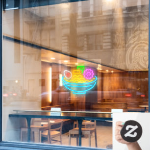 Autocollant Pour Fenêtre Restaurant de nouilles Ramen japonais néon