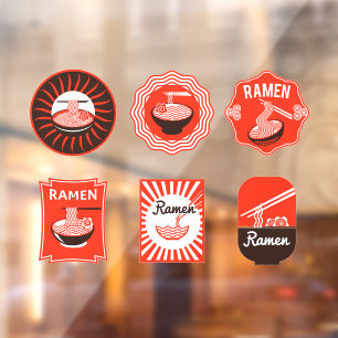 Autocollant Pour Fenêtre Restaurant de nouilles Ramen japonaises servi ici